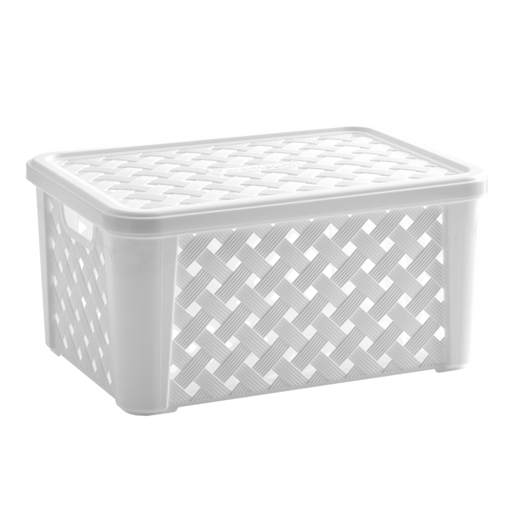 Cesto organizador rattan com tampa branco 51X35X21 711