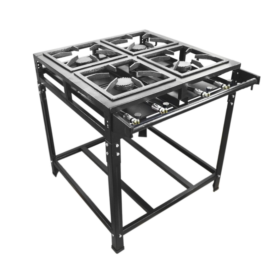 Fogão industrial eco-chef de alta pressão 4 bocas preto - 30x30 p6 - com mangueira 