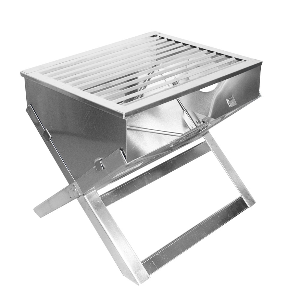 Churrasqueira portátil dobrável - 40 cm -inox com grelha inox 